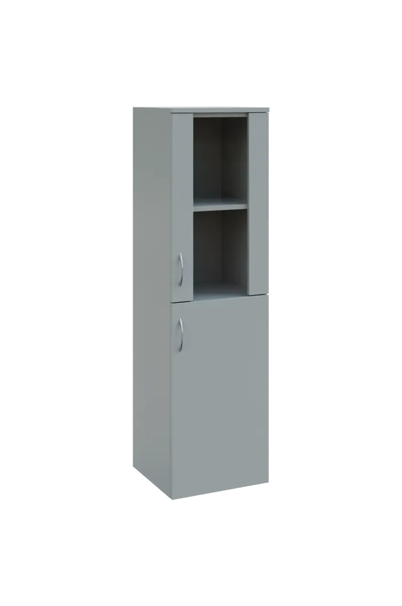 N 4 - 4DS kancelářská skříň, 1-dveřová/prosklená, pravá, 1450x400x400, šedá